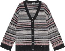 Ganni Soft Wool Stripe Boxy Cardigan Kvinde Phantom Cardigans Str S - ...