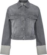 Pieces Pcpil Fold UP Denim Jacket Kvinde Grey Denim Overgangsjakker St...