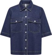 ONLY Onlbelle S/S Shirt DNM GUA Noos Kvinde Dark Blue Denim Skjorter R...