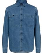 Replay Satoriale Shirt Mand Dark Blue Langærmede Skjorter Str L - Deni...