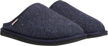 Lovelies Darwin Wool Open Wool Slippers With Shearling Lining Mand Blu...