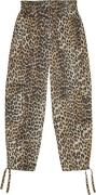 Ganni Printed Satin Pants Kvinde Leopard Bukser Med Brede Ben Str 40 -...