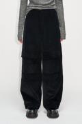 Hope Heartbreak Trousers Kvinde Black Smooth Cord Bukser Med Brede Ben...