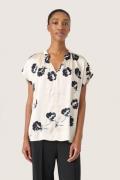 Soaked in Luxury Slerwina Paris Top Kvinde Black And White Flower Prin...