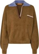 Stine Goya Knit Polo, 2326 Fluffy Knit Kvinde Partridge Brown Toppe St...