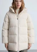 MANGO Hood Quilted Coat Kvinde Light Beige Dunjakker Str XXS - hos Mag...