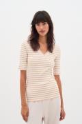 InWear Dagnaiw Striped V Tshirt Kvinde Alabaster/pure White Stripe Top...