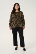 Kaffe Curve Kcvilma Knit Pullover Kvinde Brown/black Animal Pattern Sw...