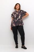 Kaffe Curve Kcnour Flounce Blouse Kvinde Purple Blurry Graphics Kortær...