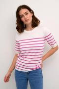 Kaffe Kalizza Narrow Striped Pullover Kvinde Chalk/rose Violet Kortærm...