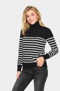 Saint Tropez Milasz St. Rollneck Pullover Kvinde Black Mila Stripe Rul...