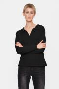 Saint Tropez Milasz Polo Pullover Kvinde Black Sweaters Str L - hos Ma...