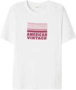 American Vintage Yko02aih24 Kvinde White Print Fuschia Kortærmede T-sh...