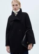 MANGO Doublebreasted Wool Coat Kvinde Black Overgangsjakker Str S - ho...