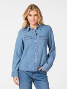 Neo Noir Roger Denim Shirt Kvinde Vintage Blue Langærmede Bluser Str 4...