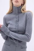 REMAIN Slim Fit Cardigan Kvinde Grey Melange Langærmede Bluser Str 40 ...