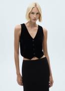 MANGO Cropped Velvet Waistcoat Kvinde Black Veste Str XS - hos Magasin