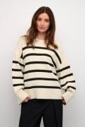 Cream Crsoffie Oneck Pulliover Kvinde Eggnog Black Stripe Sweaters Str...