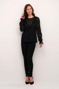 Cream Crtiley Lace Blouse Kvinde Pitch Black Langærmede Bluser Str 40 ...