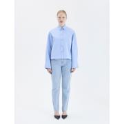 2NDDAY 2ND Claras Heavy Poplin Kvinde Vista Blue Langærmede Bluser Str...