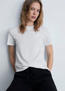 MANGO Basic 100% Cotton Tshirt Kvinde White Kortærmede T-shirts Str L ...