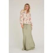 A-VIEW Grete Blouse Kvinde Sand/dusty Green Langærmede Bluser Loose Fi...