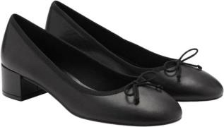 MANGO Bow Leather Heel Shoe Kvinde Black Snøresko Str 40 - hos Magasin