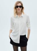 MANGO Fluid Longsleeved Shirt Kvinde Natural White Langærmede Skjorter...