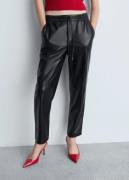 MANGO Leathereffect Elastic Waist Trouse Kvinde Black Læderbukser Str ...