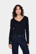 Saint Tropez Milasz LS Vneck Pullover Kvinde Black Sweaters Regular Fi...