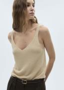 MANGO Lurex Knitted top Kvinde Gold Tanktoppe Str L - hos Magasin