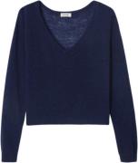 American Vintage Dum18ae25 Kvinde Navy Melange Sweaters Str LARGE - ho...