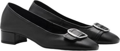 MANGO Buckle Leather Shoes Kvinde Black Snøresko Str 36 - Læder hos Ma...