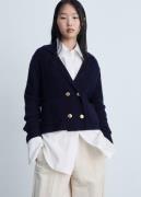 MANGO Doublebreasted Knitted Jacket Kvinde Navy Overgangsjakker Str M ...