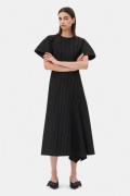 Ganni Compact Stripe Jersey Long Dress Kvinde Black Maxi Kjoler Str 38...