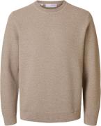 Selected Homme Slhross LS Knit Structure Crew Neck Mand Oatmeal/greige...