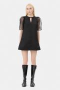 Ganni Fringed Organza Mini Dress Kvinde Black Korte Kjoler Str 40 - ho...