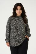 Kaffe Curve Kcmalena Blouse Kvinde Black/white/gold Print Langærmede B...