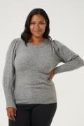 Kaffe Curve Kcamalia Knit Pullover Kvinde Grey Melange Langærmede Blus...