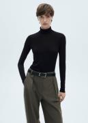 MANGO Turtleneck Longsleeved T-shirt Kvinde Black Langærmede T-shirts ...