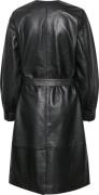 Karen by Simonsen Idelokb Leather Dress Kvinde Meteorite Midi Kjoler R...