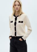 MANGO Knitted Jacket With Jewel Buttons Kvinde Light Beige Overgangsja...