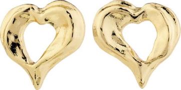 Pilgrim Tide Heart Earrings Goldplated one size - Ørestikker hos Magas...