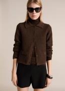 MANGO Polo Collar Knitted Jacket Kvinde Brown Overgangsjakker Plus Siz...