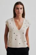 Second Female Camra Knit Vest Kvinde Summer Sand Strikveste Str L - Vi...