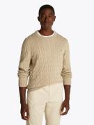 Tommy Hilfiger Classic Cotton Cable Crew Neck Mand Sandalwood Sweaters...