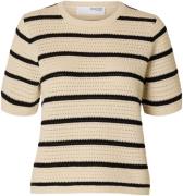 Selected Femme Slfvinna SS Structure Knit Oneck N Kvinde Birch/black K...