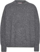 HUNKØN Adriana Knit Blouse Kvinde Grey Melange Sweaters Str L - hos Ma...