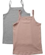 Magasin Girls Tanktops 2pack Str 4 Light Grey Melange Toppe Bomuld