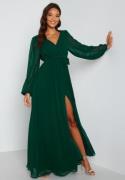 Goddiva Long Sleeve Chiffon Dress Green L (UK14)